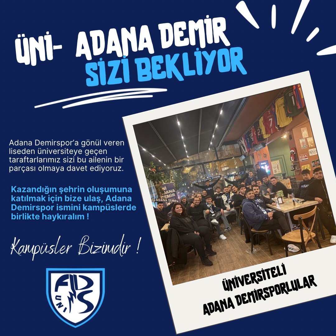 Bu değerli topluluğun bir parçası olarak Adana Demirspor'un çıkarları doğrultusunda birlikte emek vermeye sizleri de bekliyoruz.

#ÜniAdanaDemir 
#yks2025