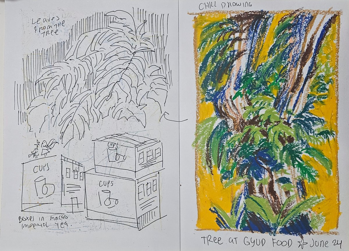 gillianthreeG's tweet image. Sketchbook spreads ✨️ Quick doodles and plein airs from life ✨️
