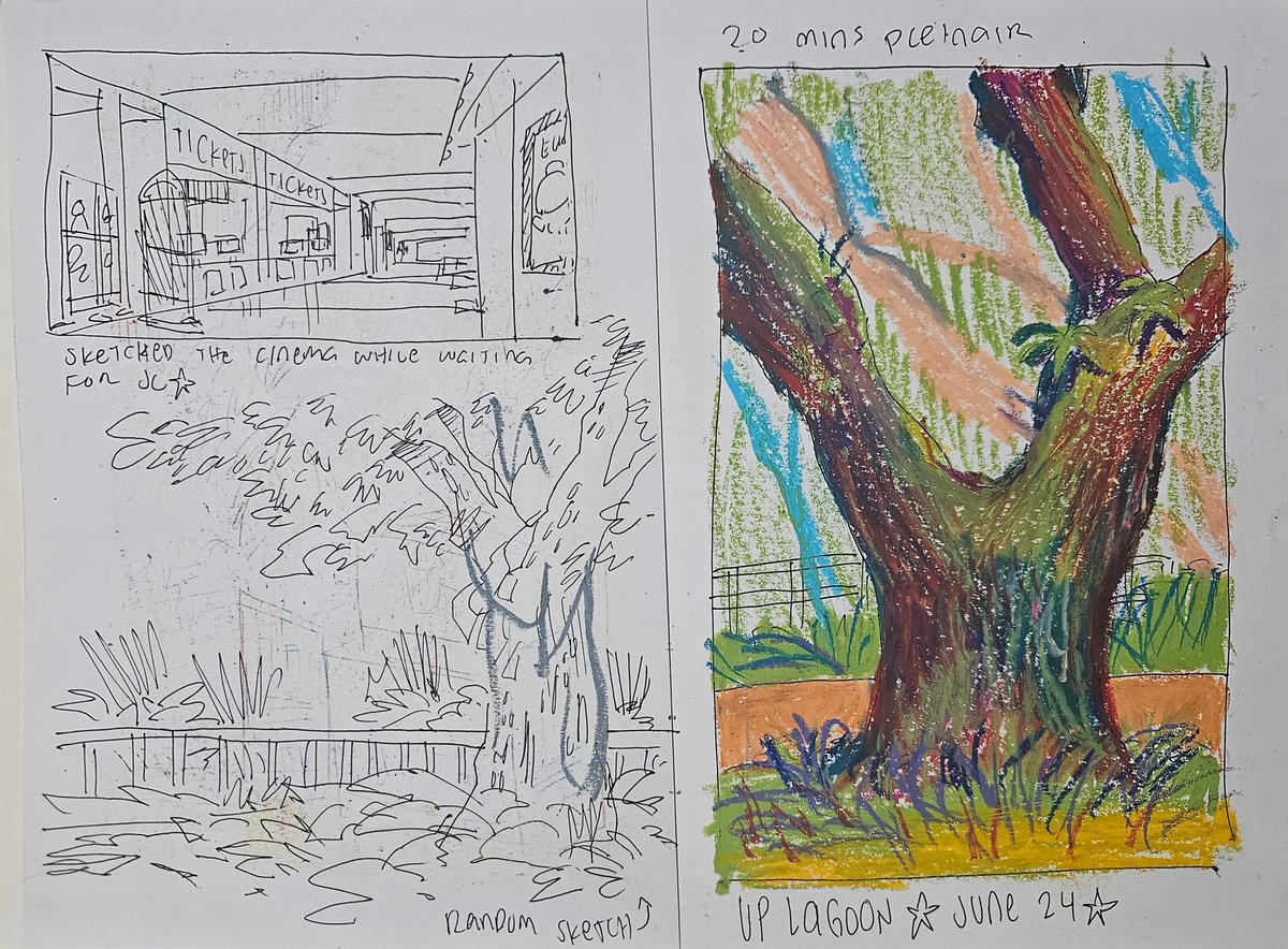 gillianthreeG's tweet image. Sketchbook spreads ✨️ Quick doodles and plein airs from life ✨️