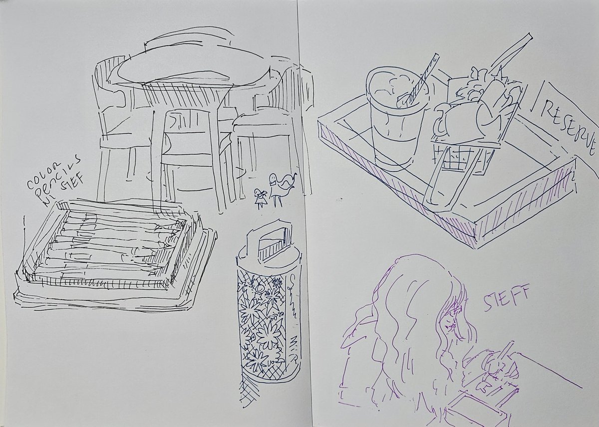 gillianthreeG's tweet image. Sketchbook spreads ✨️ Quick doodles and plein airs from life ✨️