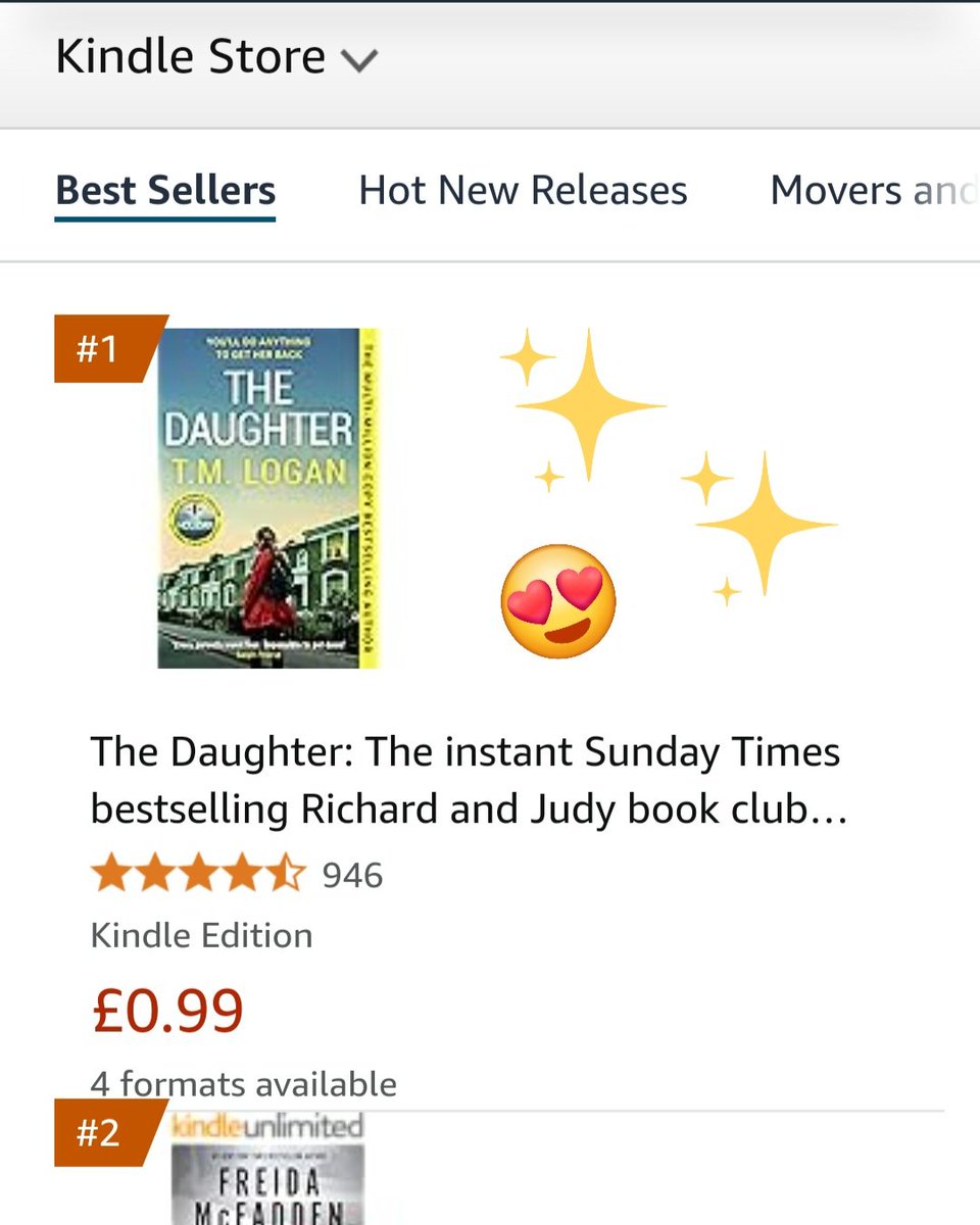 TMLoganAuthor's tweet image. No.1 on Kindle! Thank you to everyone who has read The Daughter and helped it reach the top of the tree🙏😍
Happy weekend all!