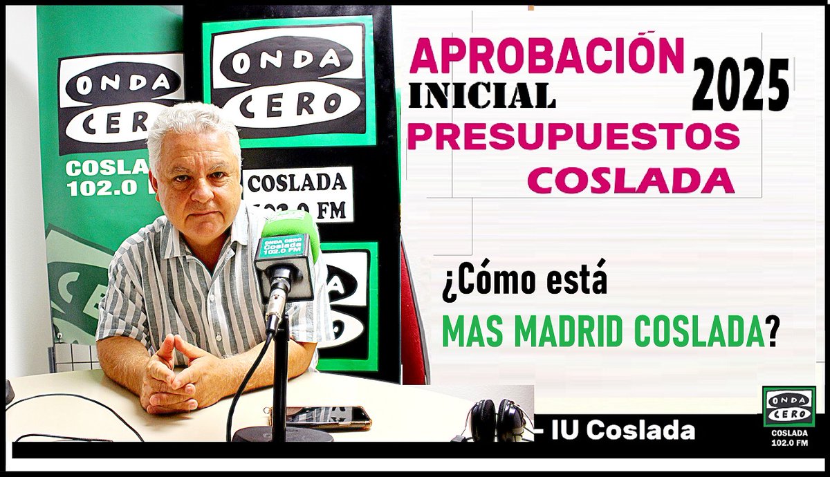 ENTREVISTA Fernando Romero, Mas Madrid Coslada
PRESUPUESTOS COLSADA 2025. APROBACIÓN INICIAL
y SITUACIÓN MAS MADRID COSLADA
Enlace
facebook.com/share/v/1Aujyj…

<a href="/OndaCeroCoslada/">Onda Cero Coslada</a> 102.0 FM