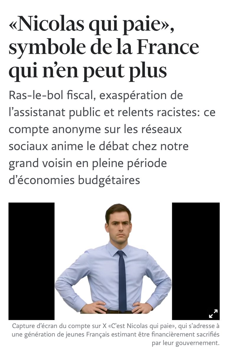 LeonardoPanetta's tweet image. “C’est Nicolas qui paie”. Una frase che impazza sui social francesi per indicare che a pagare le pensioni, le spese per l’assistenza sociale, l’immigrazione etc. é un generico Nicolas, il lavoratore contribuente strozzato dallo Stato. Il marchio ora è stato anche depositato ed è…