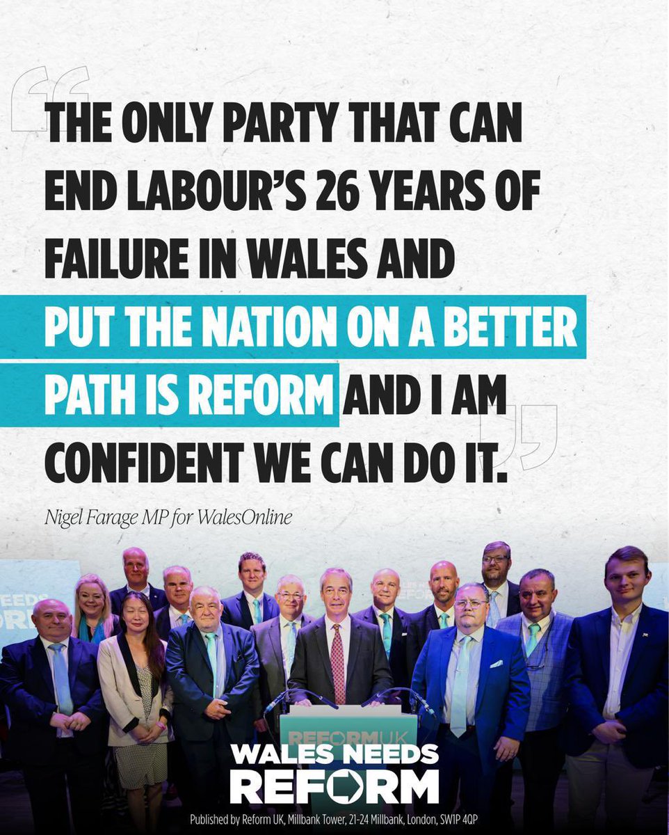 RUKWales's tweet image. After 26 years of Labour, Wales faces record NHS waiting lists, falling education standards and a stagnant economy.
The Welsh people are ready for real change and that’s exactly what Reform UK will deliver.
Wales is broken. Wales needs Reform. 🏴