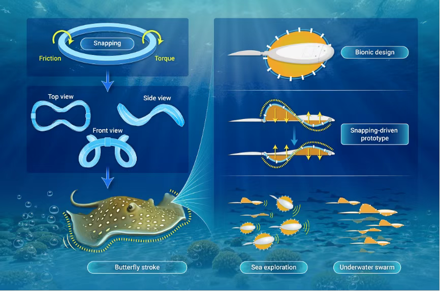 InnovSci's tweet image. 🐟 The Innovation | A Twisting Trick from Nature
Inspired by stingray fins, researchers built a soft robotic fish that swims using periodic snap instabilities in an elastic ring—no complex motors needed! #TIC2025
Silent, stable, efficient.
🔗 sciencedirect.com/science/articl…