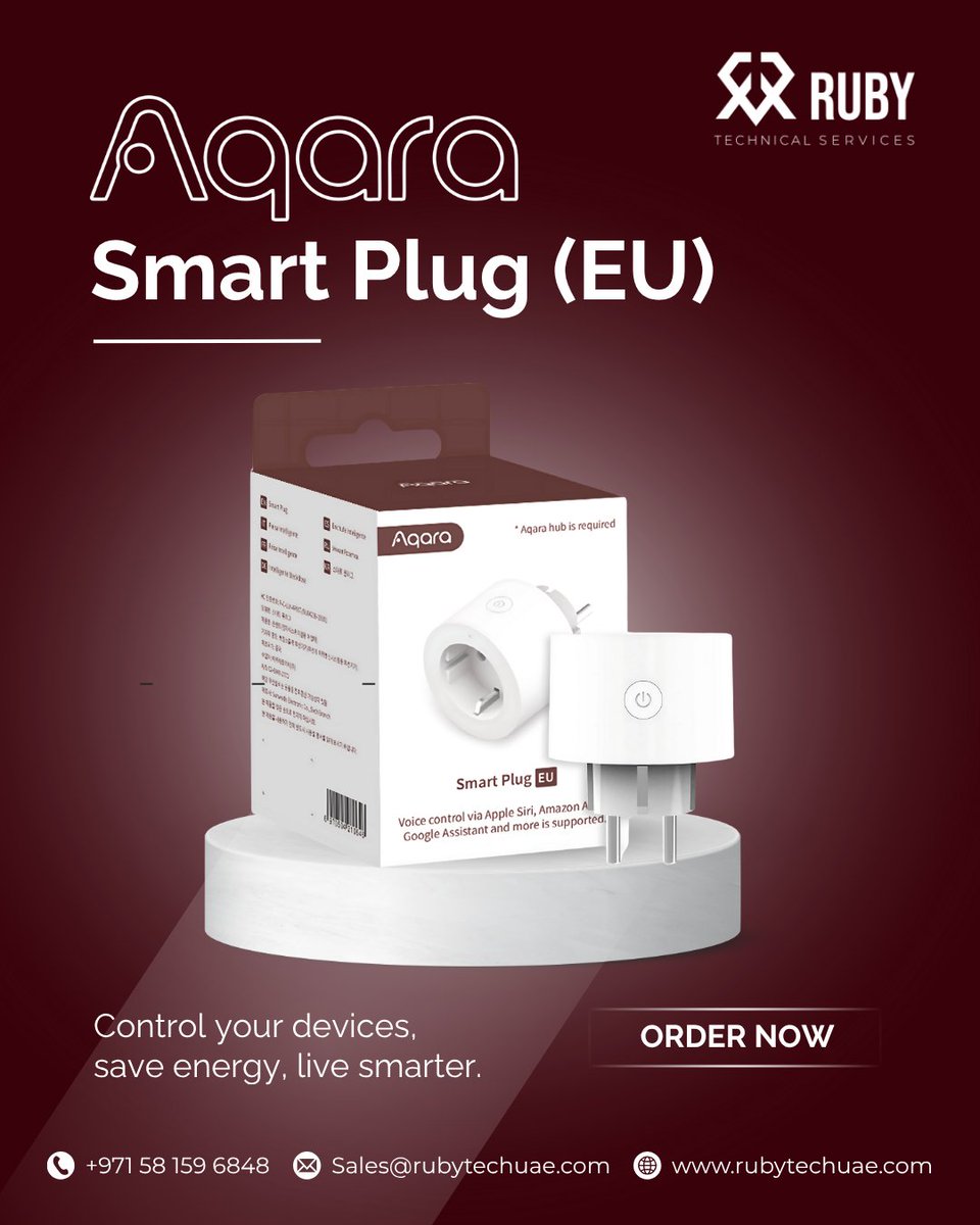 rubytechuae's tweet image. 🔌 Aqara Smart Plug (EU) – Smart Control at Your Fingertips! 🔌

🛒 ORDER NOW and power your lifestyle with smart energy control!
📞 +971 58 159 6848
📧 Sales@rubytechuae.com
🌐 rubytechuae.com

#RubyTechUAE #aqara #smartplug #smarthome #homeautomation #voicecontrol
