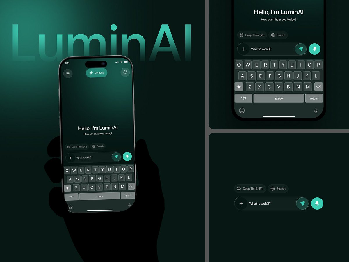 uimahadi9's tweet photo. Say hello to LuminAI 👋
Smart. Sleek. Glassy.
Built with a futuristic touch &amp; deep thinking power 🧠✨

#AI #UIDesign #LiquidGlass #Glassmorphism #UX #DarkUI #LuminAI https://t.co/4YaZ8csqLW