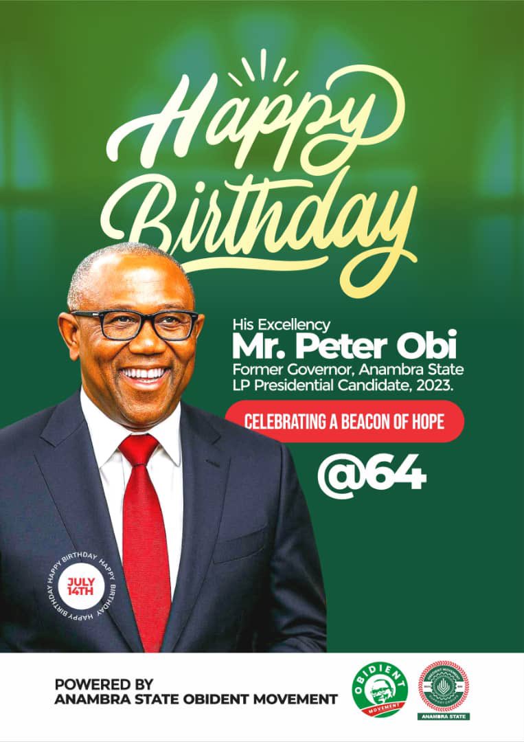 CourageGraphics's tweet image. Happy birthday your Excellency Mr. Peter Obi (Okwute).

May God continue to bless you for all your good works.

Happy birthday sir 

#PeterObiAt64
#ObidientMovement