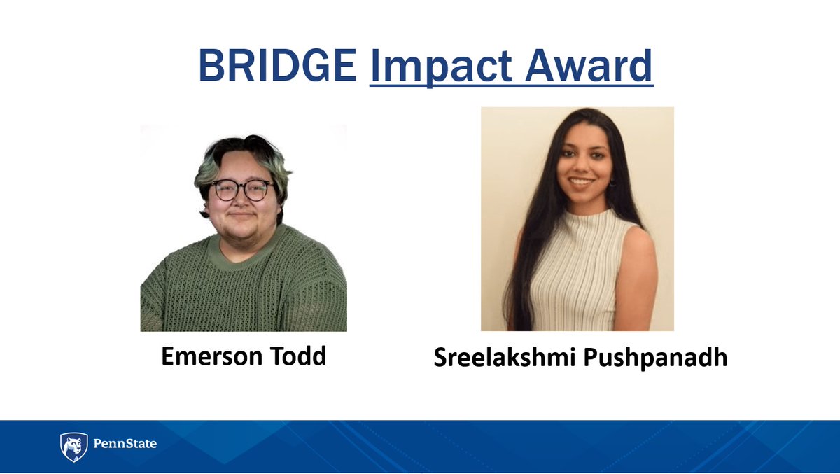 PSUPsychology's tweet image. Please help us congratulate Penn State graduate students Emerson and for receiving the Bridge Impact Award from the diversity action alliance. To learn more about Bridge, see psych.la.psu.edu/diversity/brid…