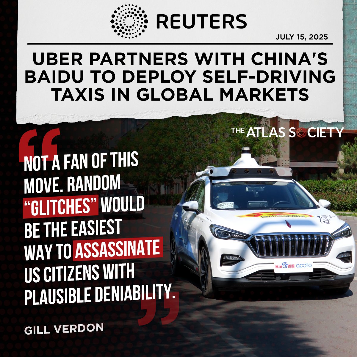 TheAtlasSociety's tweet image. We'll take Tesla's robotaxi over the CCP's mobile tech.