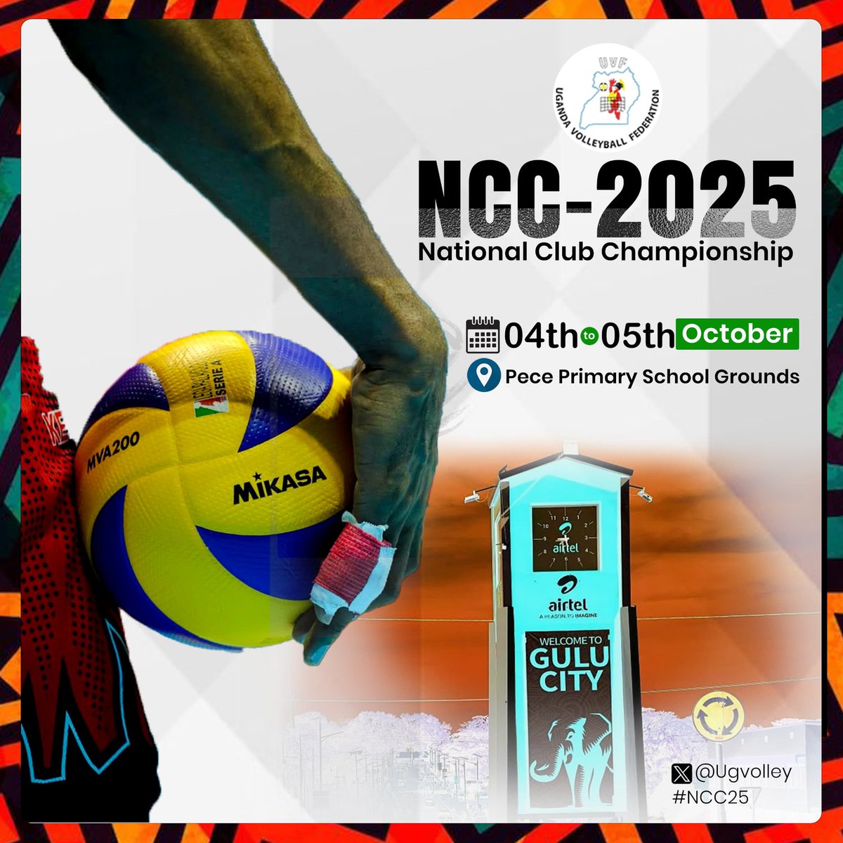 The 2025 National Club Championship will happen in at
📍Pece Primary School Grounds-Gulu
📅 04th to 05th October 2025

See you there!
#UgandaVolleyball | #NCC2025