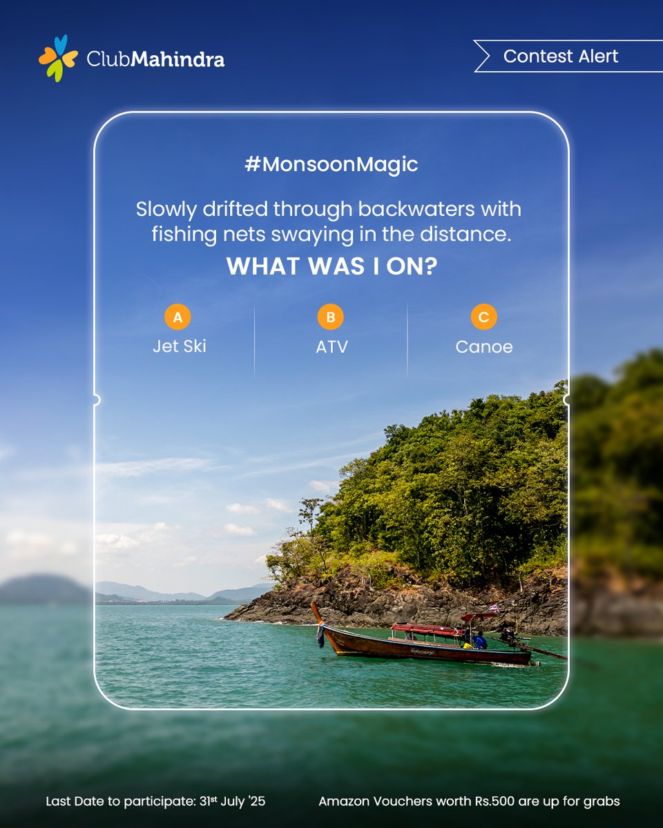 Club Mahindra (@clubmahindra) on Twitter photo #ContestAlert 3 of 15
Participate in all #MonsoonMagic Contest
STEPS
1) Comment below with your answer using #MonsoonMagic and #ClubMahindra. Don’t forget to tag <a href="/clubmahindra/">Club Mahindra</a> and four of your friends – it’s mandatory!
2) Participate in all 15 contest posts. Winners get #ContestAlert 3 of 15
Participate in all #MonsoonMagic Contest
STEPS
1) Comment below with your answer using #MonsoonMagic and #ClubMahindra. Don’t forget to tag <a href="/clubmahindra/">Club Mahindra</a> and four of your friends – it’s mandatory!
2) Participate in all 15 contest posts. Winners get