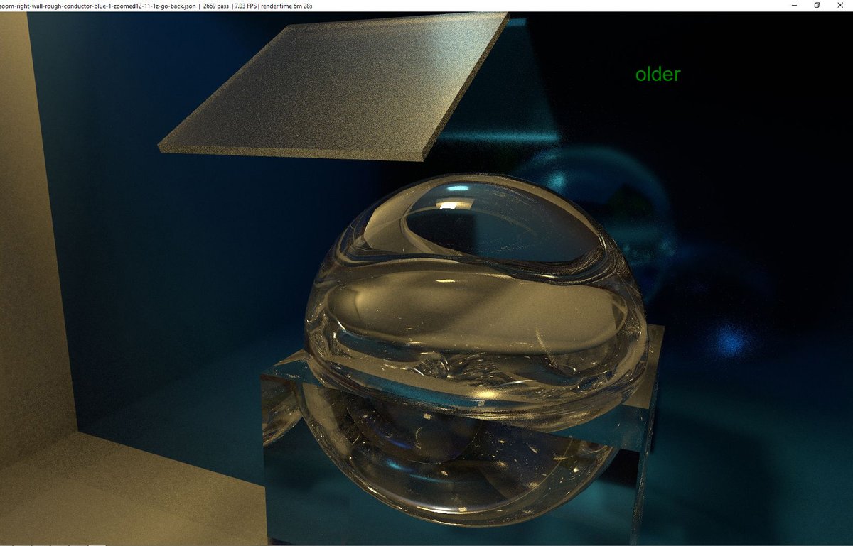tigratigratigra's tweet image. copilot helps me to make my code more effective.
also used extra radius magnification for rays which dont reach any photons - generate new photon radiuses in more effective way.
compare of new render with previous with same settings at same time
#sppm #copilot #experimental #rtx