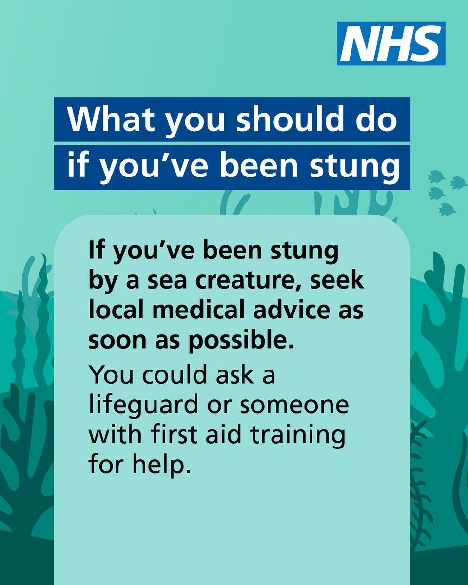 NHSuk's tweet image. Planning to visit a beach this summer?
See our advice on what to do if you or someone you're with is stung by a sea creature, and when to get medical advice.
nhs.uk/conditions/jel…
