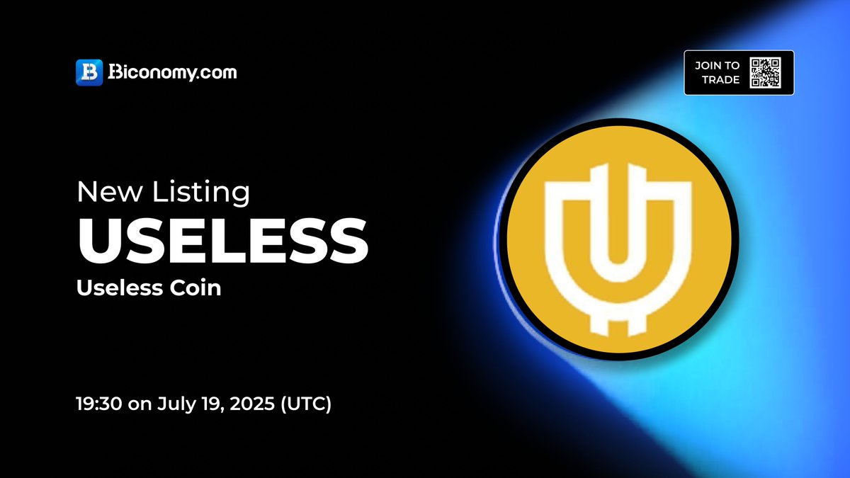 BiconomyCom's tweet photo. 🚀NEW LISTING🔥 #USELESS

https://t.co/egaqT81Snr will list @theuselesscoin and open the #USELESS / #USDT trading pair at 19:30  on July 19, 2025 (UTC)🔥

About #UselessCoin：
"$Useless is a Solana-based meme token designed to satirize conventional utility-focused cryptocurrencies. Launched in early May 2025 via the https://t.co/WRmvAagQ7h platform, it embraces a minimalist, paradoxical identity—embracing meme culture and community-driven speculative trading rather than traditional utility or protocol-generated yield."🚀

Full details👉 https://t.co/Uw8VeX4EMe

#BiconomyCom #BIT #Crypto #Blockchain #Trading #cryptomarket #cryptocurrency #cryptonews #cryptocurrencynews #cryptocurrencies #web3
