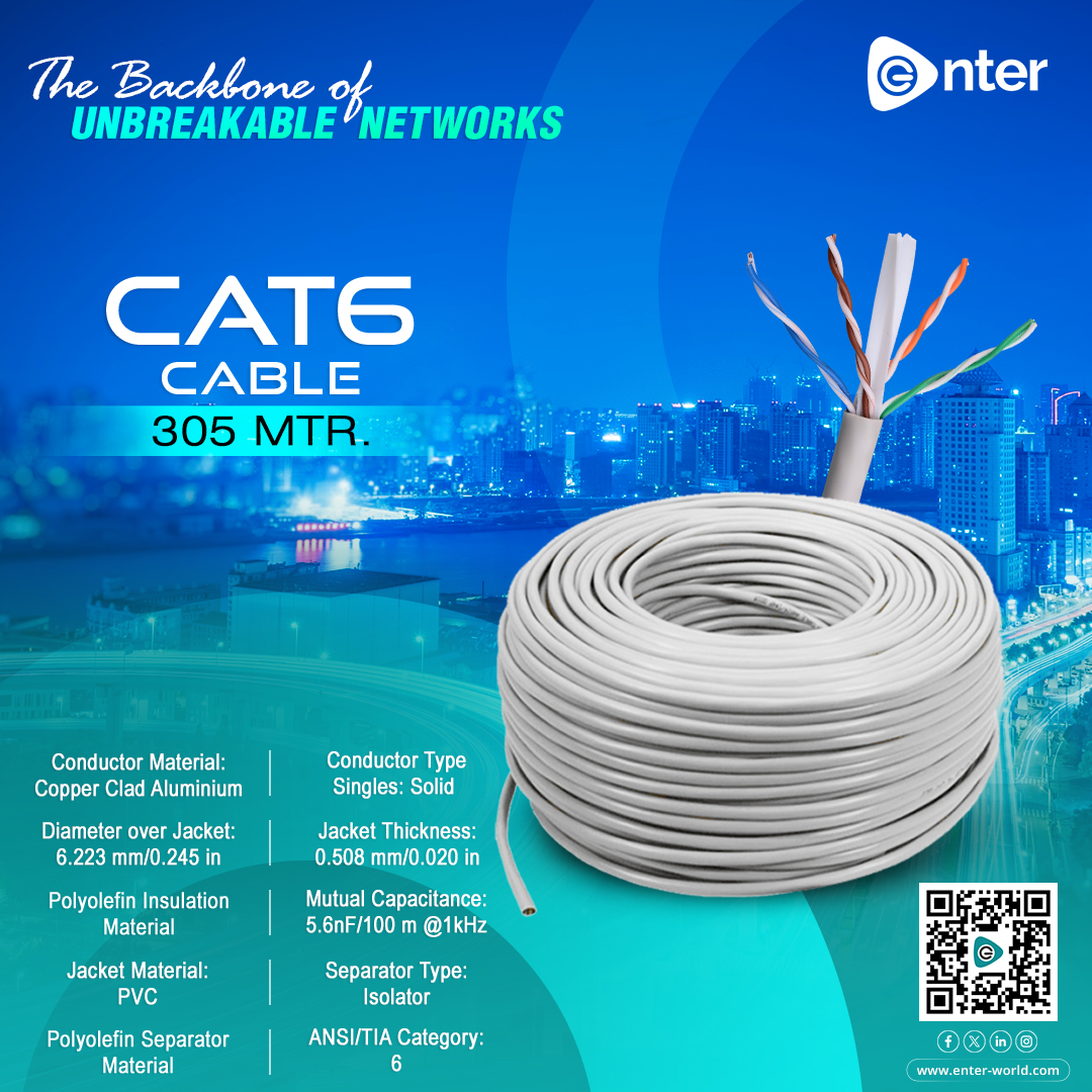 enterproduct's tweet image. 🚀 Level up your connectivity!
CAT6 Cable – 305 Mtr. | Solid CCA | High-speed, low-loss transmission 📶
Built to perform. Made to last.
Perfect for your next network upgrade.

🔗 Shop now: enter-world.com

#CAT6 #NetworkingCable #EnterWorld #TechEssentials #MadeForIndia