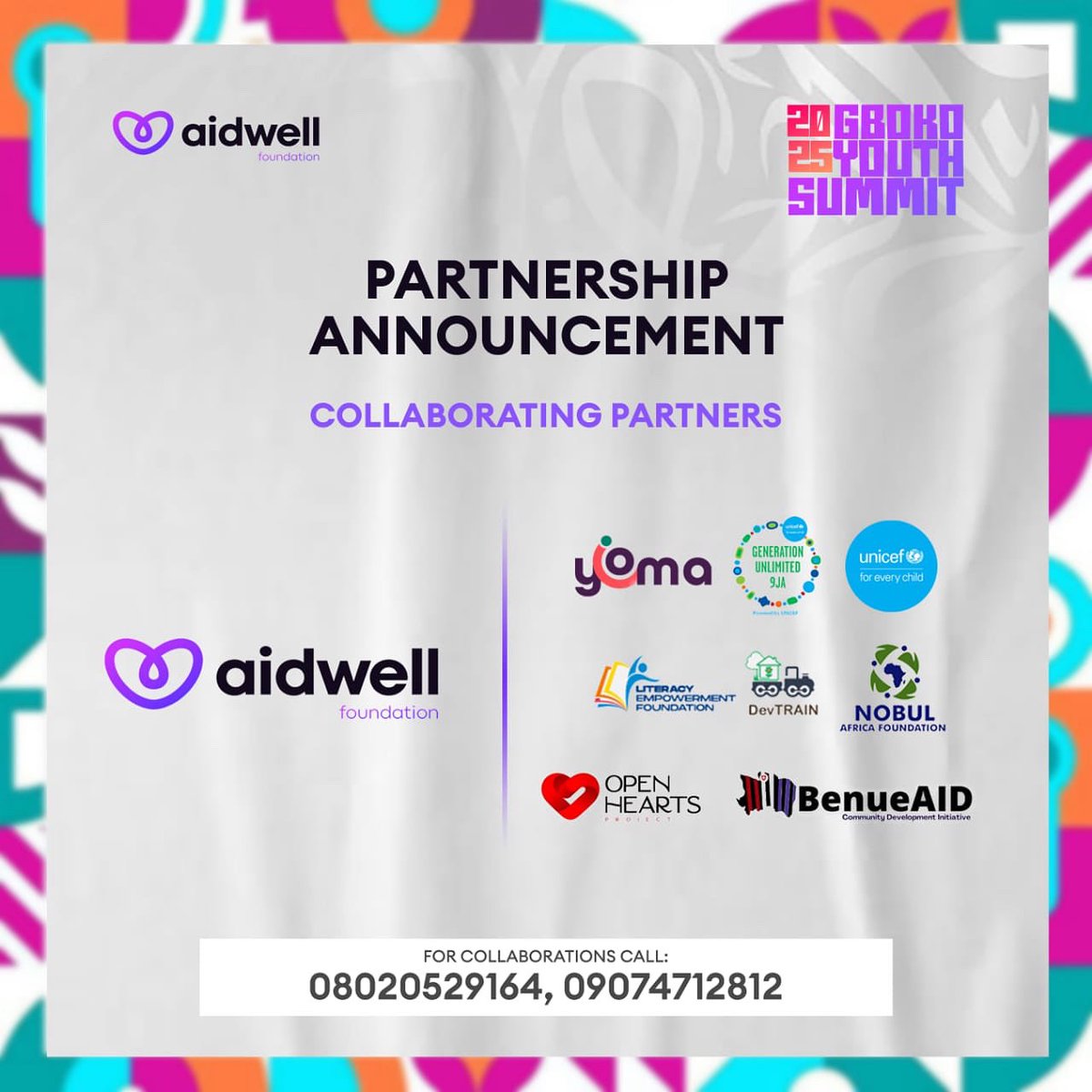 We're incredibly excited to announce our Collaborating Partners for the Gboko Youth Summit 2025! These organizations are more than just partners; they're genuine champions committed to sustainable youth development. We extend our deepest gratitude to all our partners 🙏🏽
