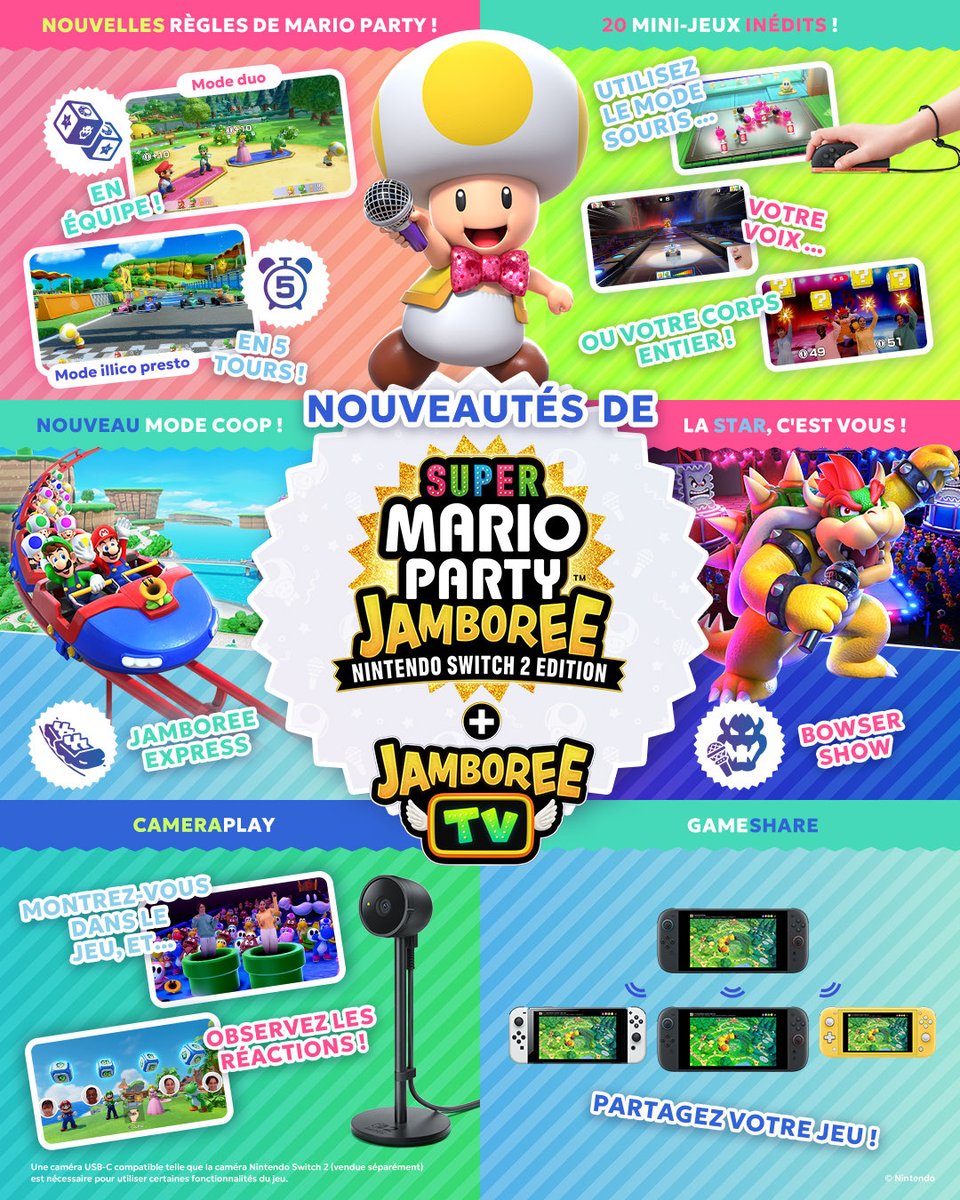 La plus grande fête à ce jour s'apprête à sortir le grand jeu !

Découvrez un aperçu détaillé de toutes les nouveautés qui vous attendent dans #SuperMarioPartyJamboree – Nintendo Switch 2 Edition + Jamboree TV.