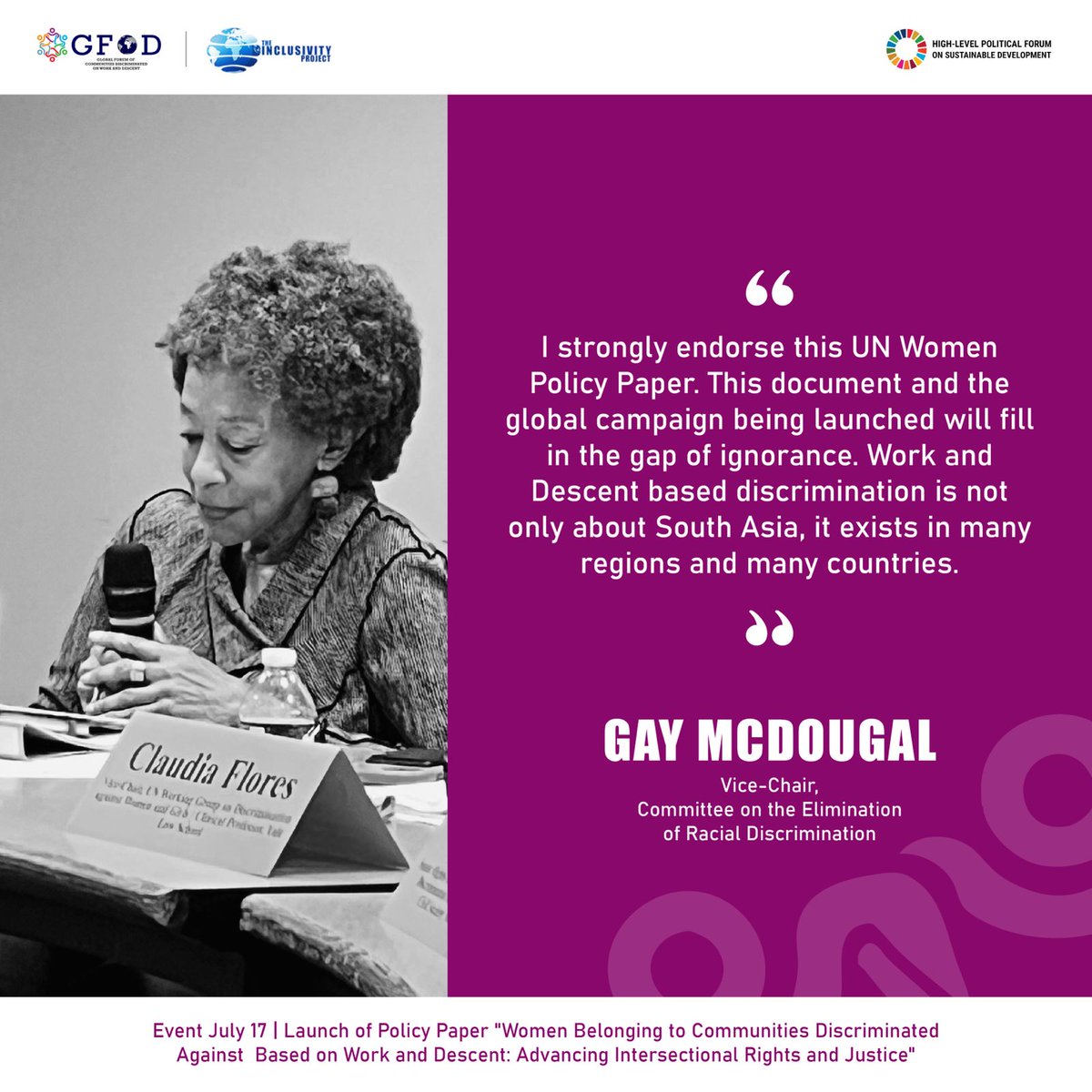 <a href="/UN_Women/">UN Women</a> The Launch of our Policy Paper jointly organized with <a href="/UN_Women/">UN Women</a>, was moderated by Gay McDougall, Vice-Chair, #CERD. #Intersectionality 
Read here: unwomen.org/en/digital-lib…