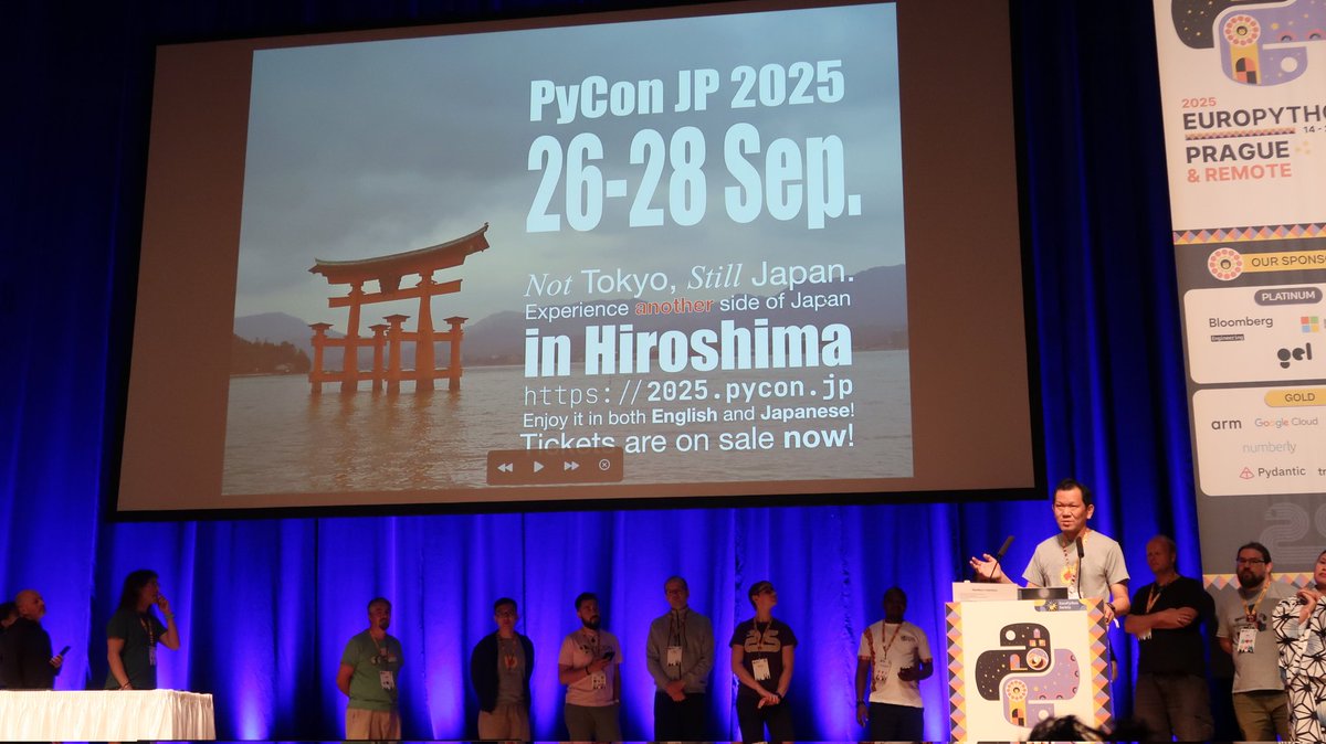 miki_mk___'s tweet image. Exciting news from #EuroPython!
Here’s the moment @terapyon announced that #PyConJP2025 will take place in #Hiroshima , September 26–28!Yes, not Tokyo, still Japan. A fresh new side of Japan awaits you.I’m honored to be part of the organizing team for this very special edition.