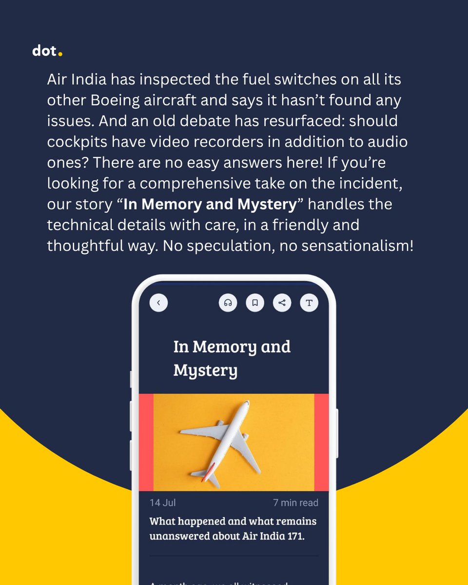 www_dot_news's tweet photo. Read or listen here: https://t.co/nWbJheTa1t
#DotExplains #AirIndia171 #Boeing787 #IndiaNews #WorldNews #NoSpeculation https://t.co/IFYeQshtlR