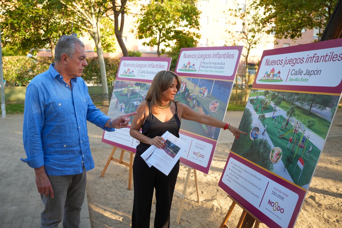 Instalamos cinco nuevos parques infantiles con juegos inclusivos y accesibles🛝🌳

✅Mejoramos los parques y zonas verdes en todos los barrios, creando áreas infantiles modernas, seguras y accesibles🧒👧

La calidad de vida de los sevillanos es nuestra prioridad🤝