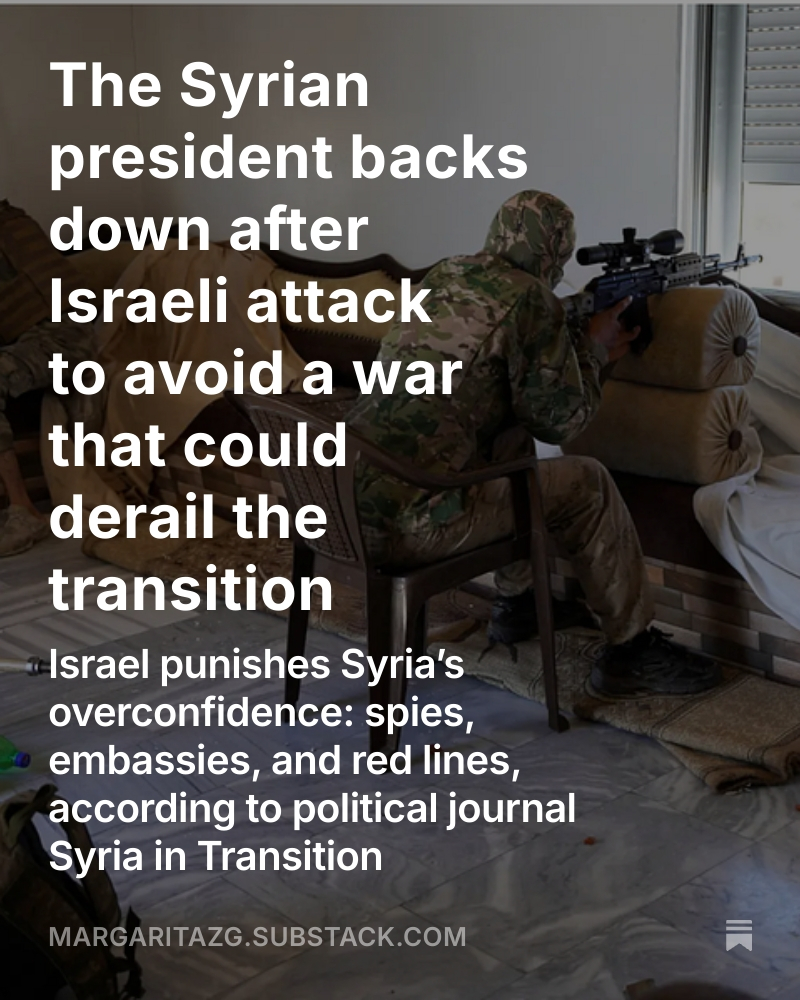 zambranamar's tweet image. Exclusive insight from @SyriaTransition: a behind-the-scenes look at the failed Israeli-Syrian talks — with analysis by @RichOutzen and @OmerOzkizilcik
open.substack.com/pub/margaritaz…