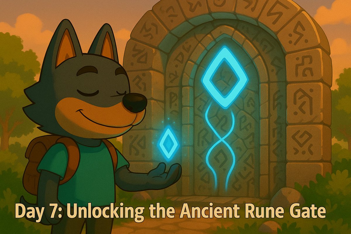 folavisuals's tweet image. Day 7: Unlocking the Ancient Rune Gate #LumiterraChronicles @LumiterraGame
After discovering the glyph’s rhythm on Day 6, our adventurer now stands before the fabled Rune Gate of Iridale a massive stone arch pulsing with the same radiant energy. Etched into its surface are…