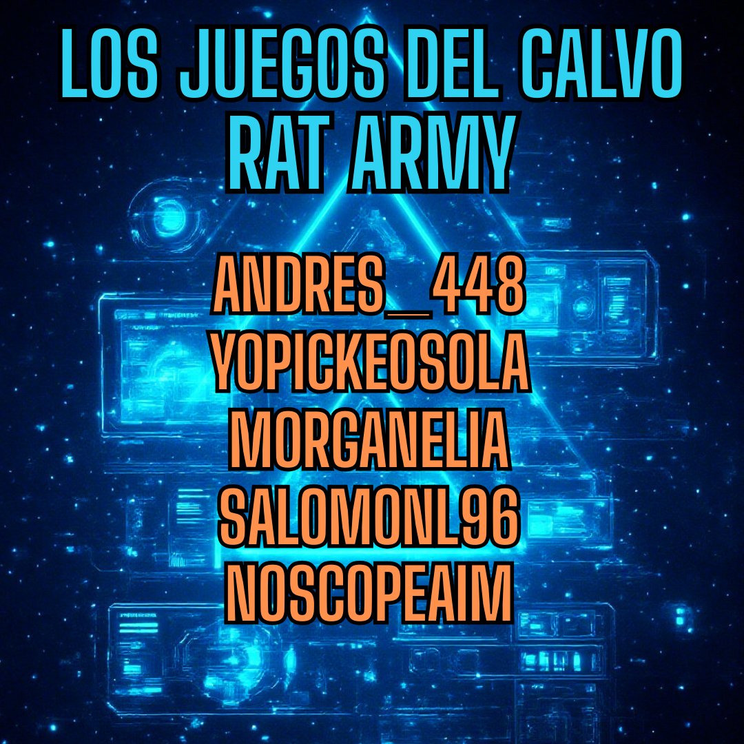 🎮🔥 LOS JUEGOS DEL CALVO 🔥🎮🐭RAT ARMY
Prepárense para el caos: llegó la élite más turbia de la Escuela de Batalla,piensan como ratas... y golpean como bestias.
<a href="/XAndreS_448X/">AndreS_448</a>
<a href="/YoPickeoSola/">YoPickeoSola</a>
<a href="/morg4nelia/">Morganelia</a> 
<a href="/SalomonL96/">SalomonL96</a> 
<a href="/NoScope_2907/">NoScopeAim</a> 
🏝️🟠
#LosJuegosDelCalvo #calvoland #Playrust