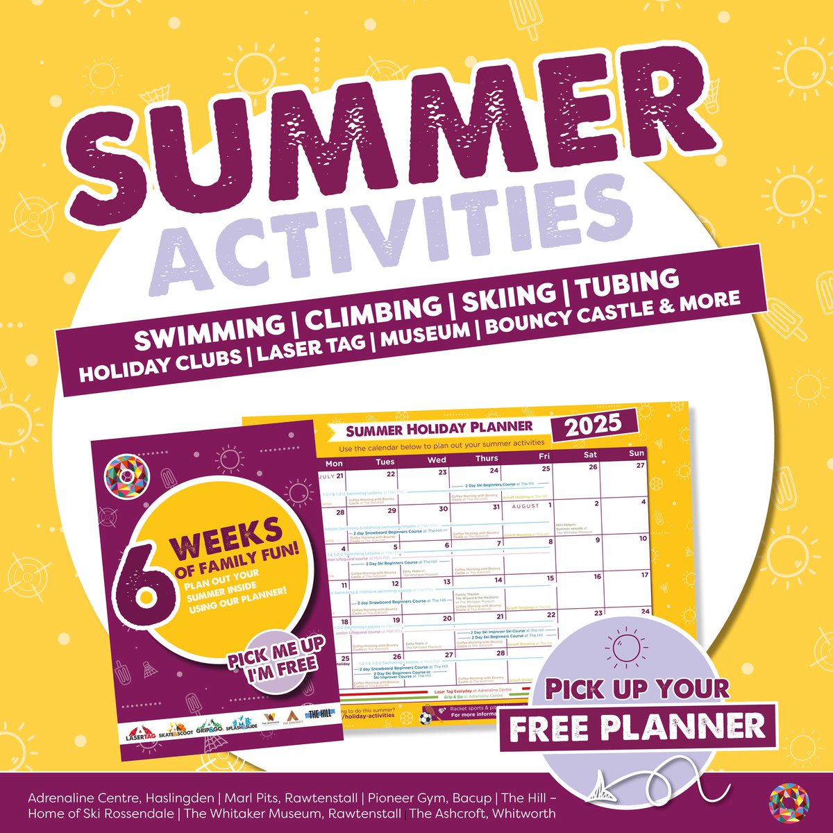 Download Rossendale Leisure Trust's BRAND NEW 2025 Summer timetable planner or pick one up at any of  their centres, to make the 6 weeks holidays a breeze. 🤩 🤩
 
Use it to block out your weeks, with important family plans or book sessions at our centres.
rltrust.co.uk/holiday-activi…