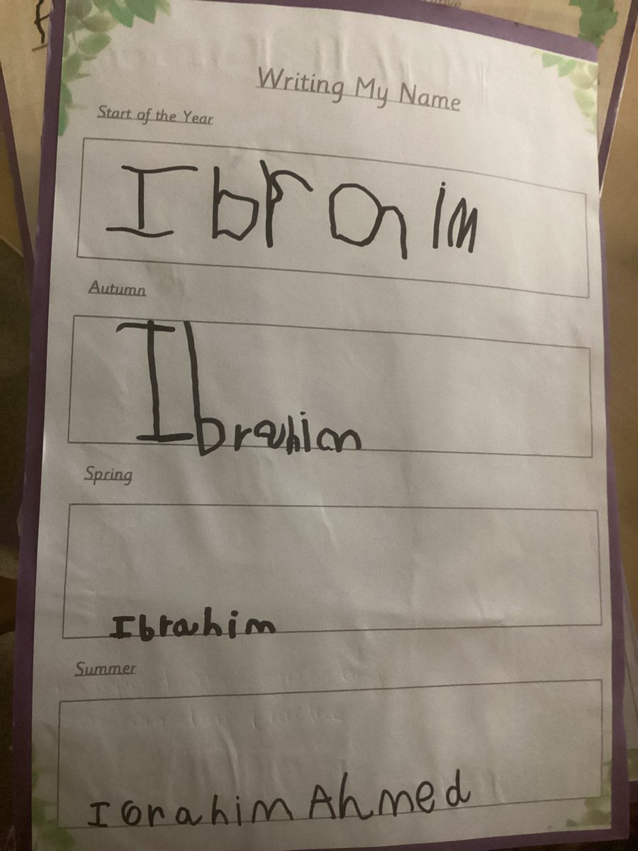 MrsGriffiths7's tweet image. Something we did this year was show the profession on writing our name throughout the year. So proud of them #namewriting #eyfs #reception