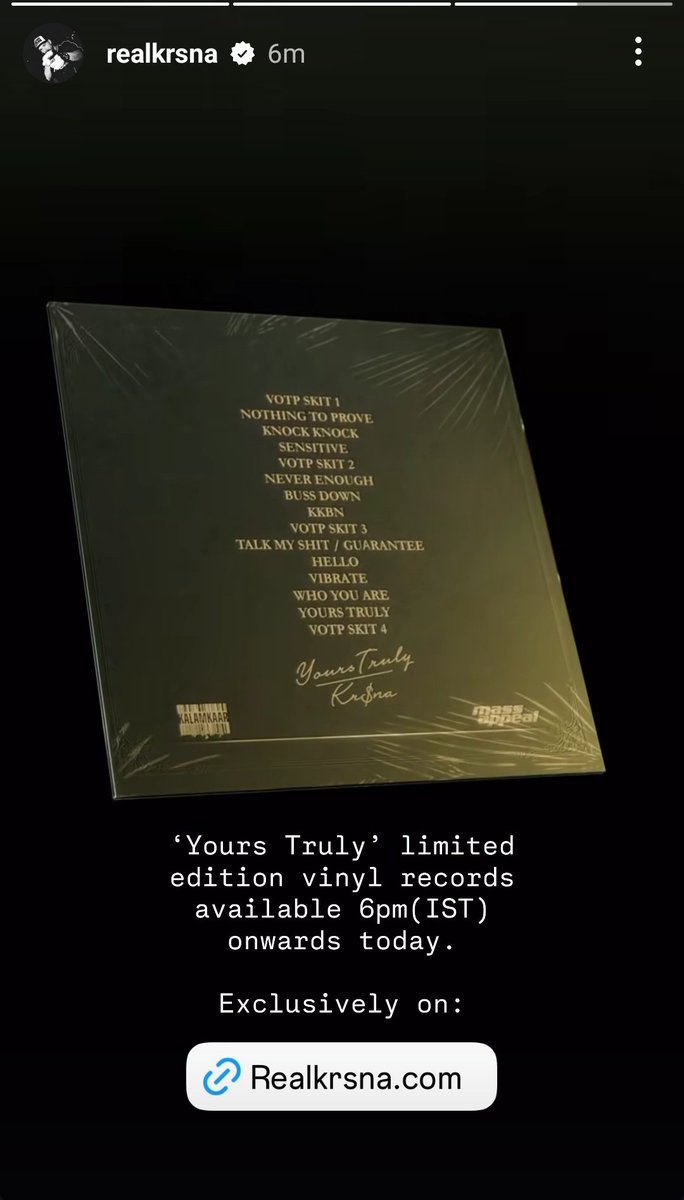 rnt7520's tweet image. "Yours Truly" Mixtape by @realkrsna bhaiya its limited Edition Vinyl will be Available from Today 6 PM onwards 
Link:- realkrsna.com/?fbclid=PAQ0xD…
#Krsna #YoursTruly