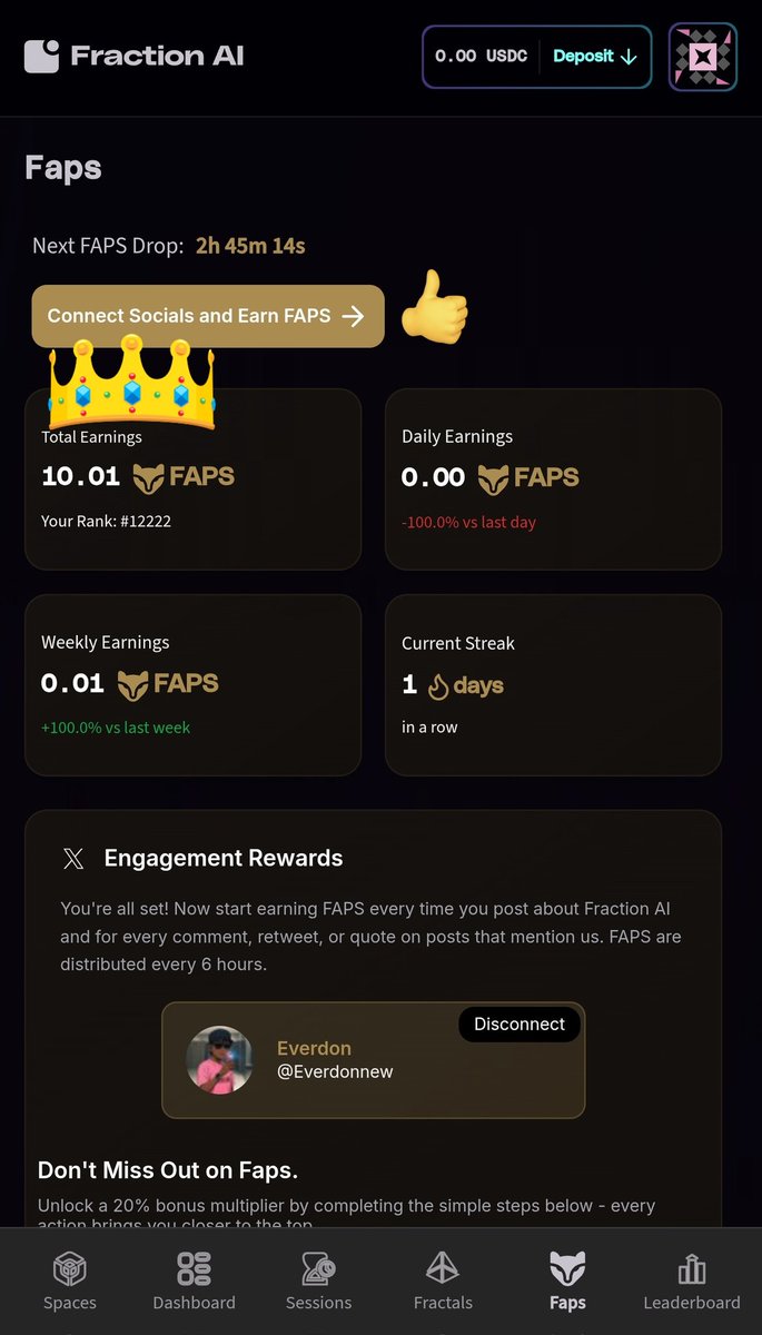 Everdon 🧡 KGeN (Ø,G) 🦍base.eth T3RN 👁️⚔ | 𝔽rAI (@everdonnew) on Twitter photo I just earned my 1st FAP on <a href="/FractionAI_xyz/">Fraction AI</a>
Now I want to know what 1 FAP feels like.
Oh! you can complete some social account connections to get 10 FAPs.
Go run this ASAP.
Picture👇
Before and After I just earned my 1st FAP on <a href="/FractionAI_xyz/">Fraction AI</a>
Now I want to know what 1 FAP feels like.
Oh! you can complete some social account connections to get 10 FAPs.
Go run this ASAP.
Picture👇
Before and After