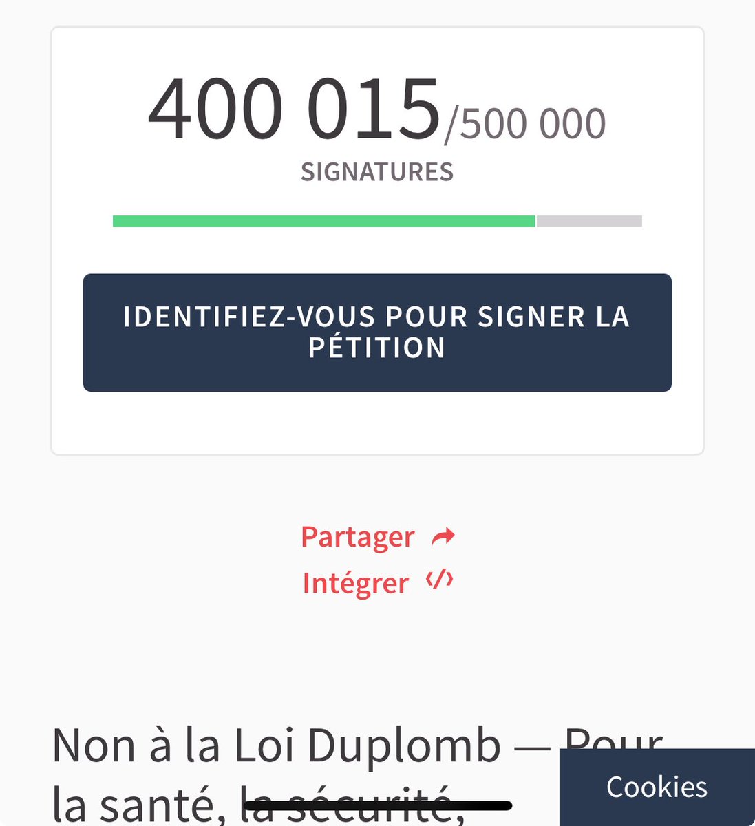 Loi Duplomb : mobilisation exceptionnelle !
La barre des 400 000 signatures dépassées… démonstration s’il en était besoin du rejet massif du retour des néonicotinoides par les françaises et français !!