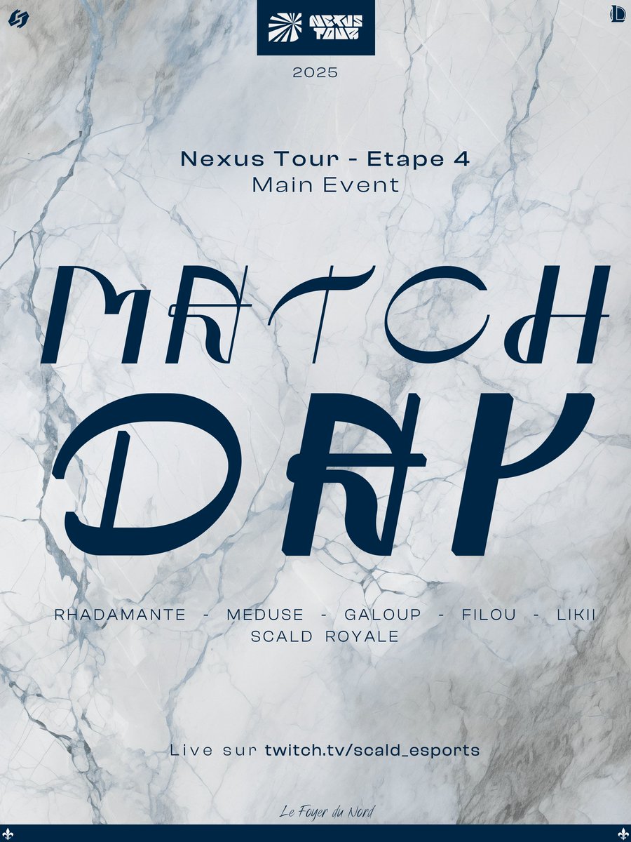 Le premier tournant de la saison.

Nos Scaldiens débutent le Main Event du Nexus Tour à 13h 🔥

Rhadamante remplace <a href="/kallesyn/">Kallesyn</a> pour ce weekend 👑

Les matchs sont toujours à suivre sur la chaîne Scald en compagnie de <a href="/TheFlexCasteur/">Flex</a> et <a href="/mffrsacha/">LFT Mizeriii</a> 🎙️

#SCLWIN 💙🤍