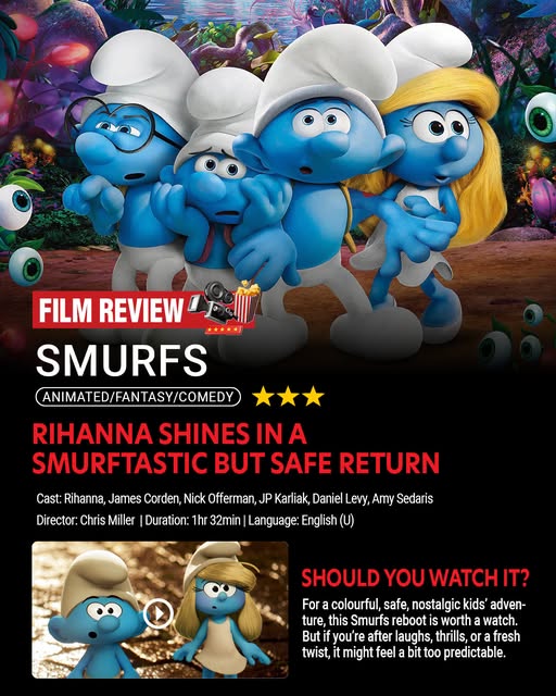 #Smurfs delivers a colourful and visually charming animated adventure that balances nostalgia with modern touches With a brisk runtime and solid animation, it is an enjoyable family watch, though it falls short of being truly memorable  #FilmReview