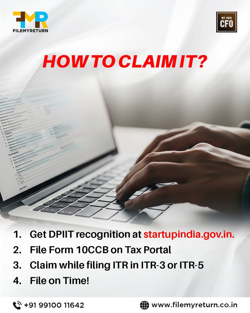Filemyreturn2's tweet image. Startups in India don’t have to pay Income Tax for 3 years out of their first 10 years! 🚀
📲 Want to claim this benefit? We’ll help you file it right.
👉 DM us : 9717794007
