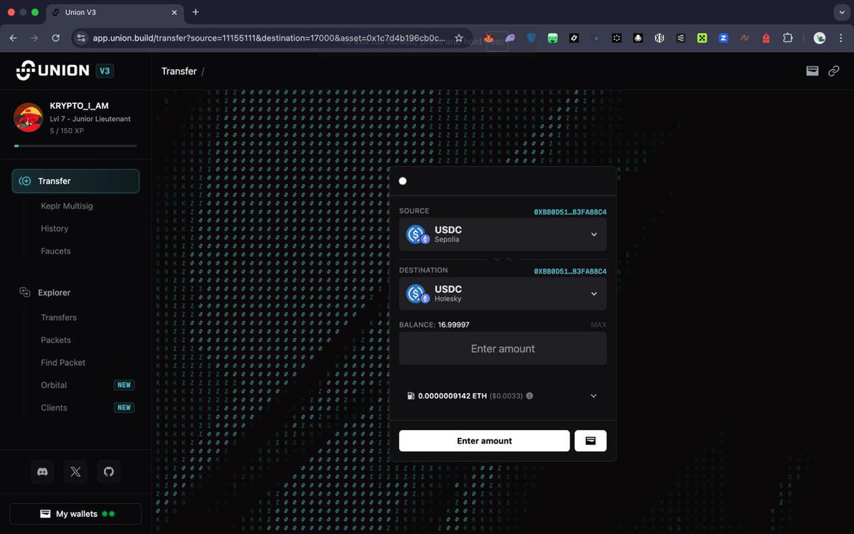 krypto_I_am's tweet image. Pushing those txns 

Alot of changes in the new version, Union is cooking and we definitely not ready.

Sepolia is back on the dashboard, time to explore more routes.

Zkgm will you?