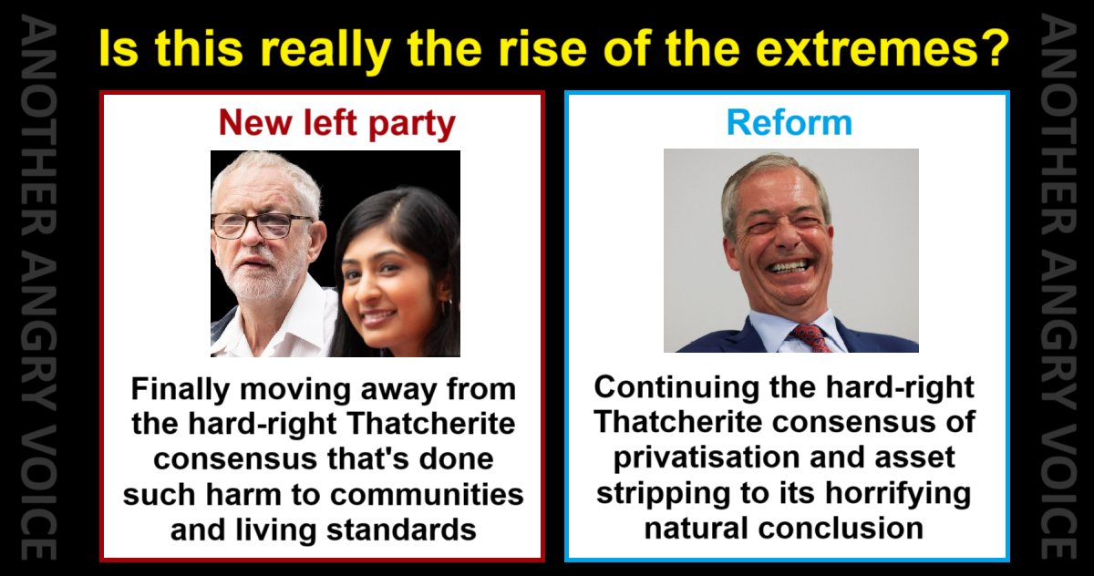 Angry_Voice's tweet image. Labour and the Tories are both cratering in popularity, with Reform and the new left party looking to fill the void. Is this really the "rise of the extremes" media hacks are going to portray it as?
open.substack.com/pub/anotherang…