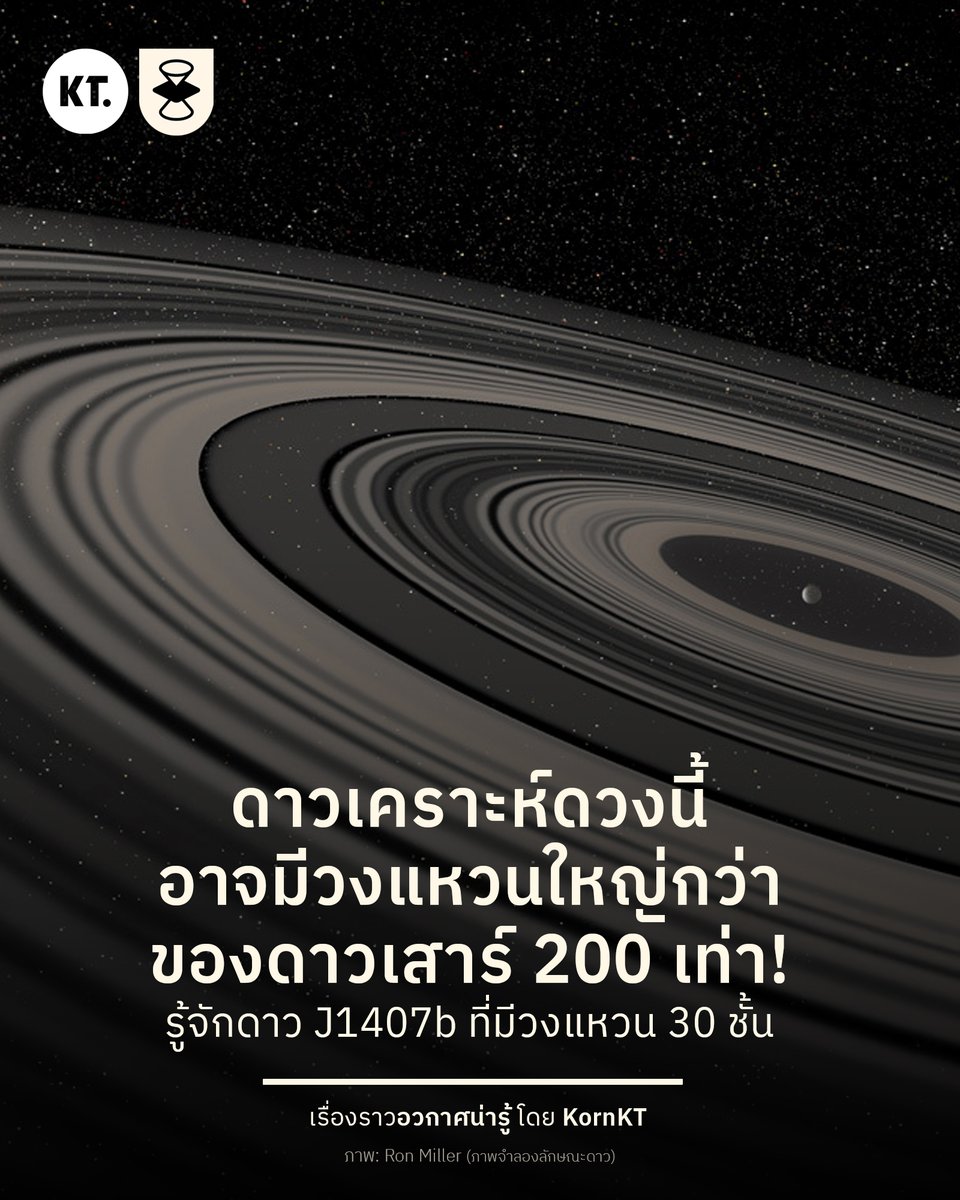 kornkt's tweet image. มีดาวเคราะห์ที่มีวงแหวนมากกว่า 30 ชั้น และมีขนาดใหญ่กว่าวงแหวนของดาวเสาร์ถึง 200 เท่าด้วยกัน!
อาจฟังดูเป็นเรื่องน่าเหลือเชื่อ แต่นี่คือเรื่องราวของดาว J1407b ดาวเคราะห์นอกระบบสุริยะดวงแรกที่ถูกพบว่ามีวงแหวนอยู่
ดาวเคราะห์ก๊าซดวงนี้ มีมวลมากกว่าดาวเสาร์ประมาณ 20 เท่า…
