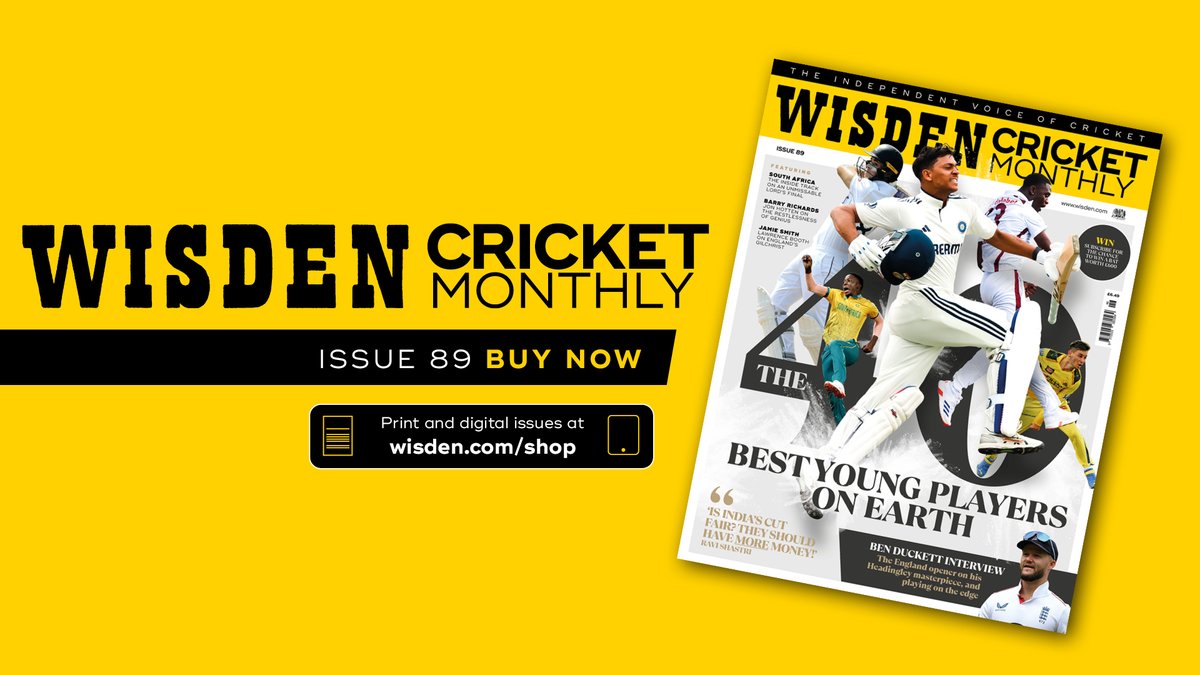 Issue 89 of Wisden Cricket Monthly is out now, featuring WCM's 40 best young players on earth

Print: thenightwatchman.net/buy/wisden-cri…
Digital: shorturl.at/iznxw