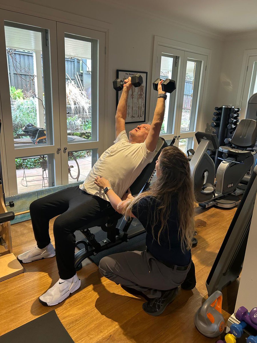 JimmyBarnes's tweet image. I work with Trinidad, an exercise physiologist who’s been helping me build up my strength after three years of on-and-off surgeries. The only problem is, she’s showing me how to use muscles I didn’t even know I had.
