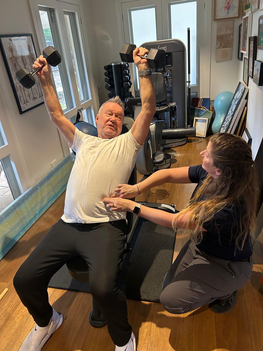 JimmyBarnes's tweet image. I work with Trinidad, an exercise physiologist who’s been helping me build up my strength after three years of on-and-off surgeries. The only problem is, she’s showing me how to use muscles I didn’t even know I had.