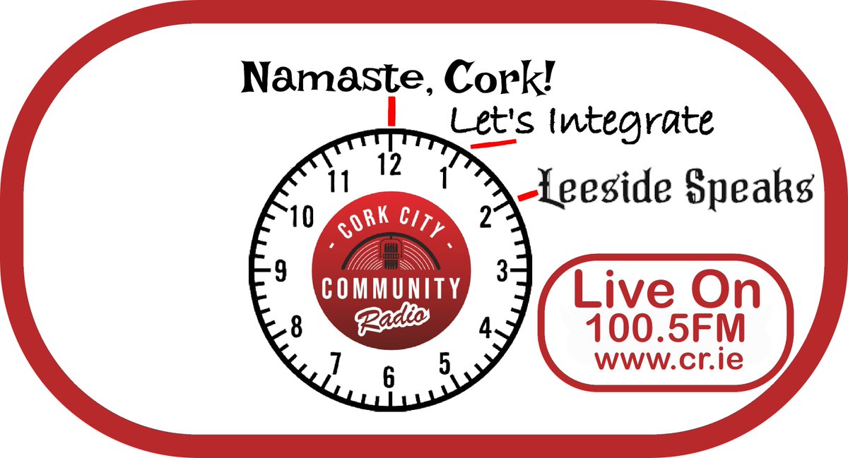 🎧 On #CorkCityCommunityRadio this afternoon:
🕛 12PM – Namaste Cork: Stories &amp; music from Cork’s Indian community
🕐 1PM – Let’s Integrate: Chat with a changemaker
🕑 2PM – Leeside Speaks: TV talk with the public
📻 100.5FM | 💻 cr.ie