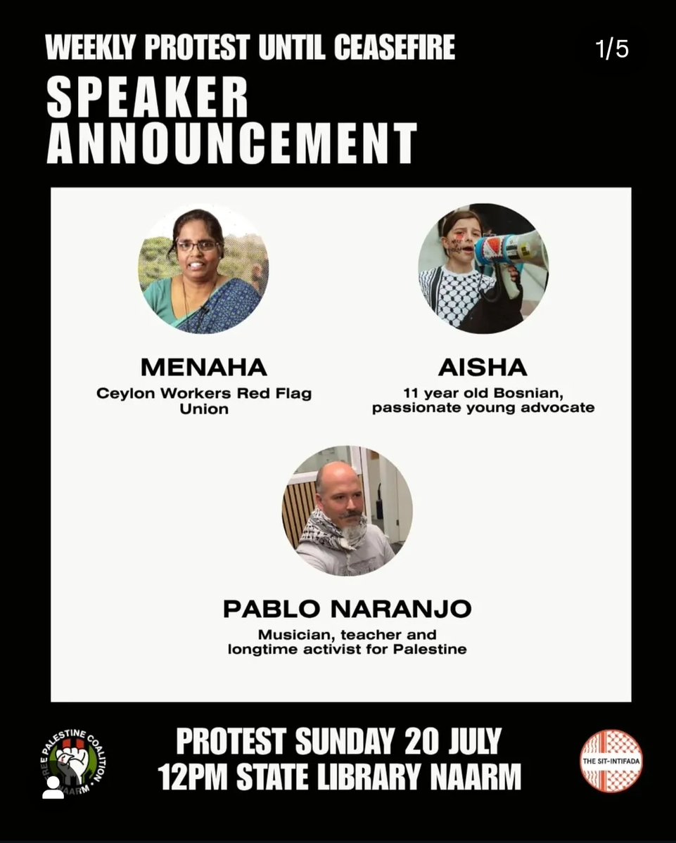unions4palestin's tweet image. Free Palestine Naarm / Melbourne rally 12pm Sunday, State Library
Speakers include Menaha from the Ceylon Workers Red Flag Union.