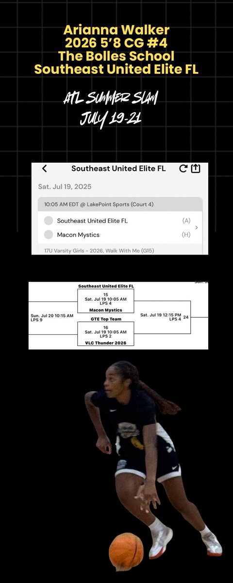 Arianna Walker 2026 5’8 CG, The Bolles School/Southeast United FL. ATL Summer Slam- Emerson, GA July 19-21st