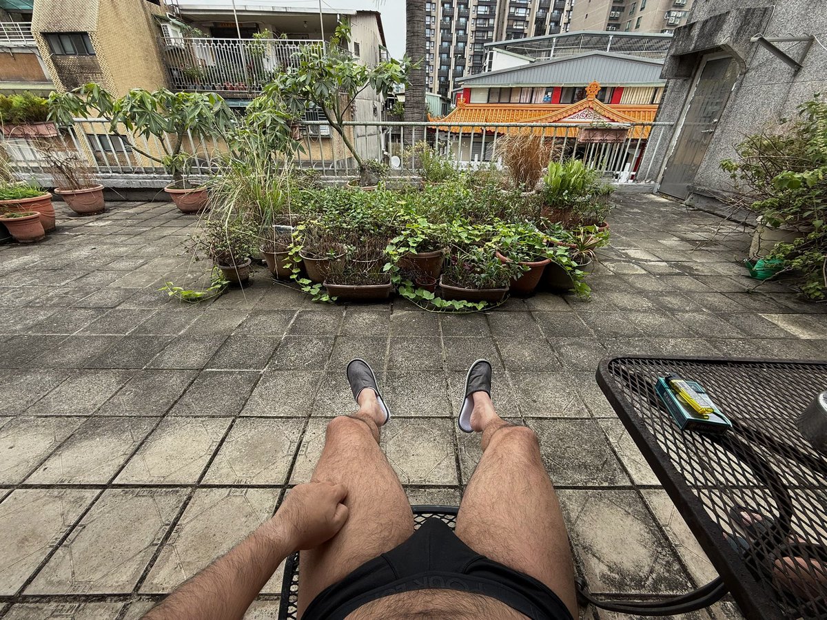 在台北的天台上吹台风