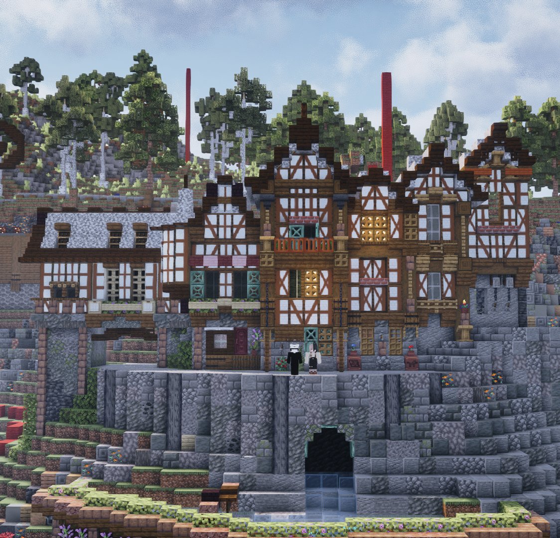 Hope_vy7's tweet image. #Minecraft
#Minecraftbuilds
#ライン鯖
ライン鯖で@NOCAT_NOLIFE_22さんと
羊の国(ハーフティンバー)の街並みを合作!