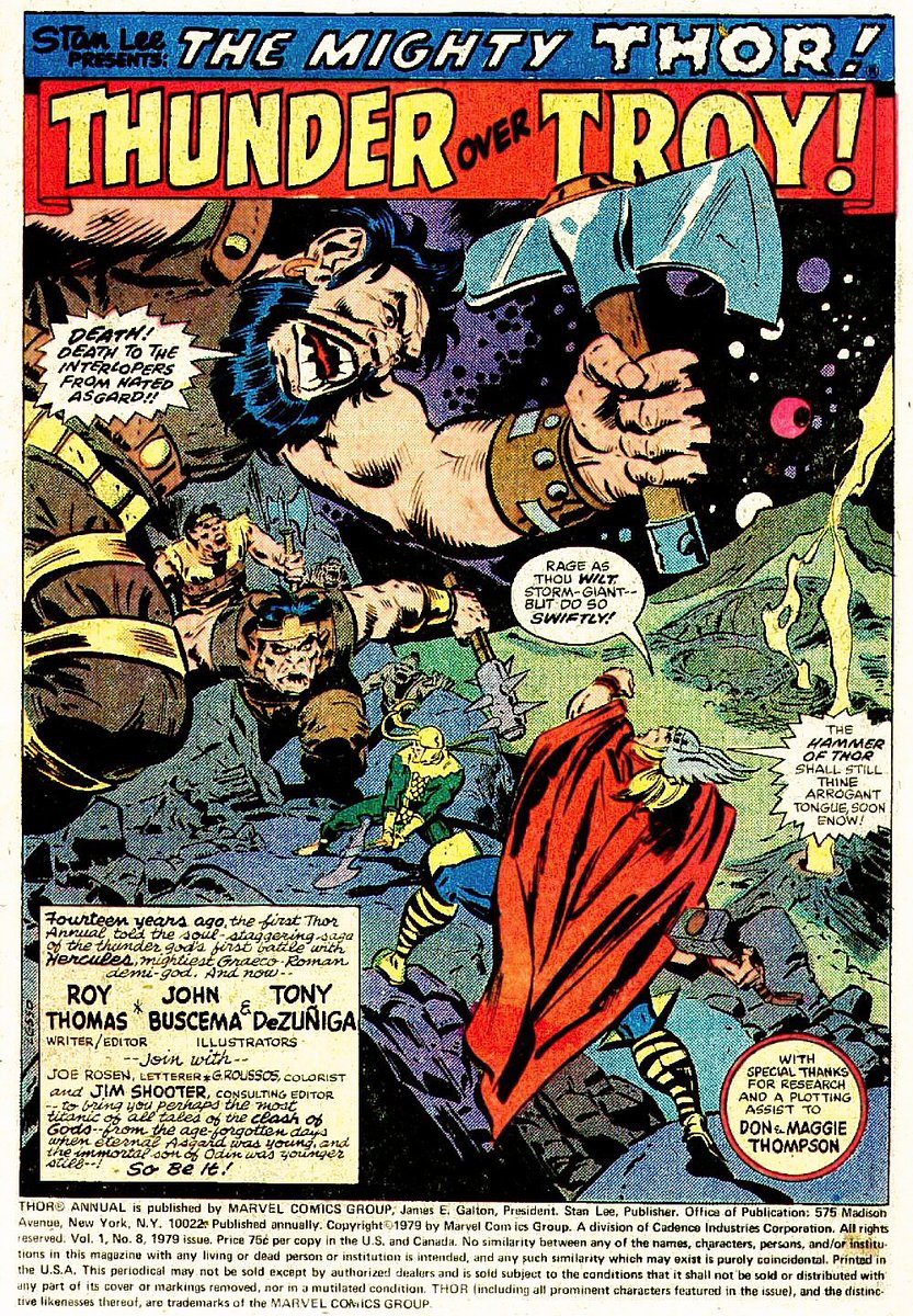 manuelabennet's tweet image. Buenos días, feliz sábado.🧡
#RoyThomas, #JohnBuscema & #TonyDeZuniga,Thor Annual #8, 1979.
"RAGE AS THOU WILT STORM-GIANT--BUT DO S0 SWIFTLY!
THE HAMMER OF THOR SHALL STILL THINE ARROGANT TONGUE, SOON ENOW!"