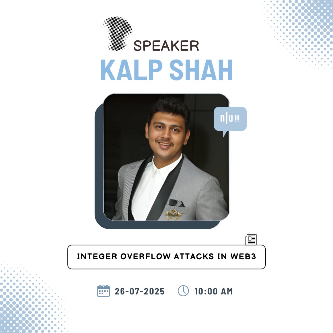 null Ahmedabad (n|u Ahmedabad) (@nullahm) on Twitter photo Curious how Integer Overflow Attacks work in Web3?
Catch Kalp Shah at this month's #nullahm meetup as he breaks down Integer Overflow and Underflow attacks.
RSVP: lu.ma/6dpwnb4z
<a href="/null0x00/">null - The Open Security Community</a>
#Cybersecurity #Web3 #SmartContracts #BlockchainSecurity Curious how Integer Overflow Attacks work in Web3?
Catch Kalp Shah at this month's #nullahm meetup as he breaks down Integer Overflow and Underflow attacks.
RSVP: lu.ma/6dpwnb4z
<a href="/null0x00/">null - The Open Security Community</a>
#Cybersecurity #Web3 #SmartContracts #BlockchainSecurity